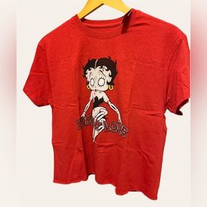 Betty Boop Brisco Graphic Cropped Tee Zombie Medium Red NEW